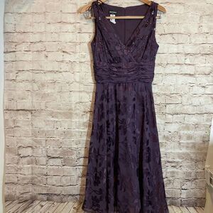 Vintage Y2K Narianna Dress Womens Medium Purple Satin Beaded Fairy Crystals Midi